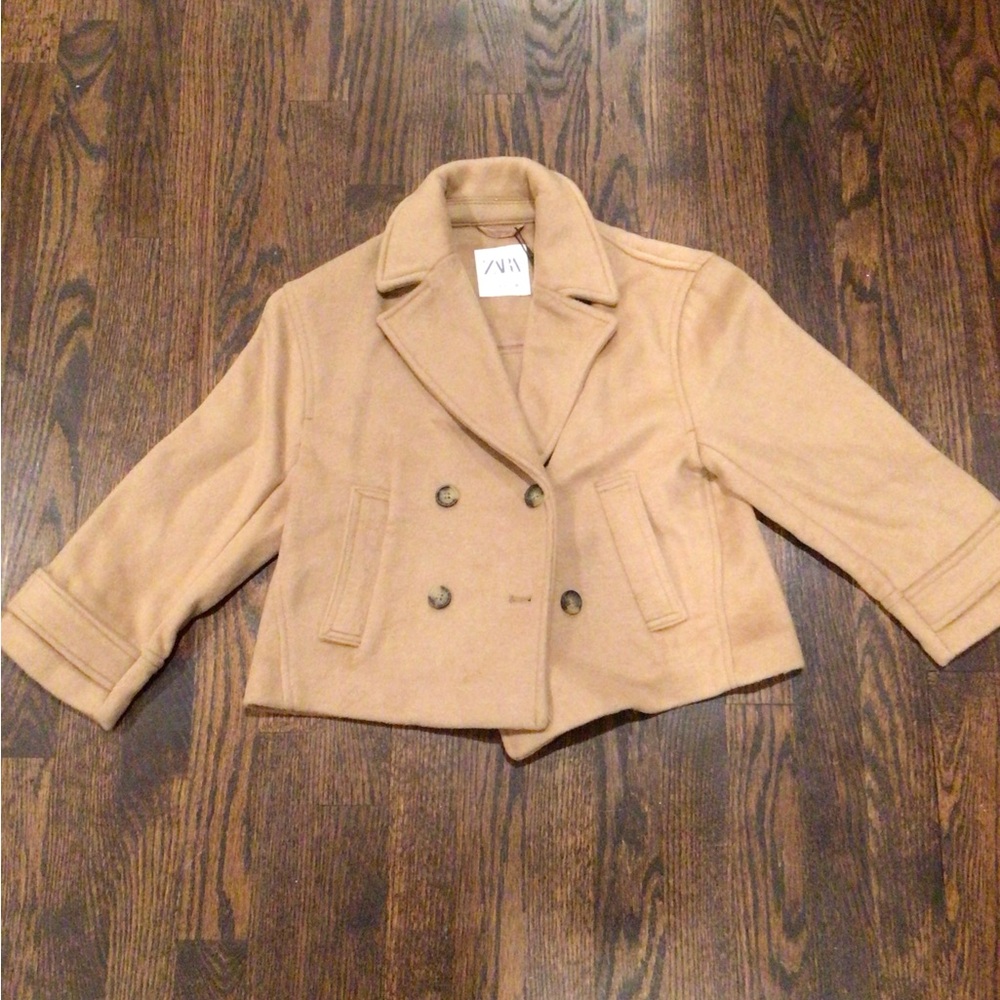 ZARA - Kids Tan Cropped pea coat